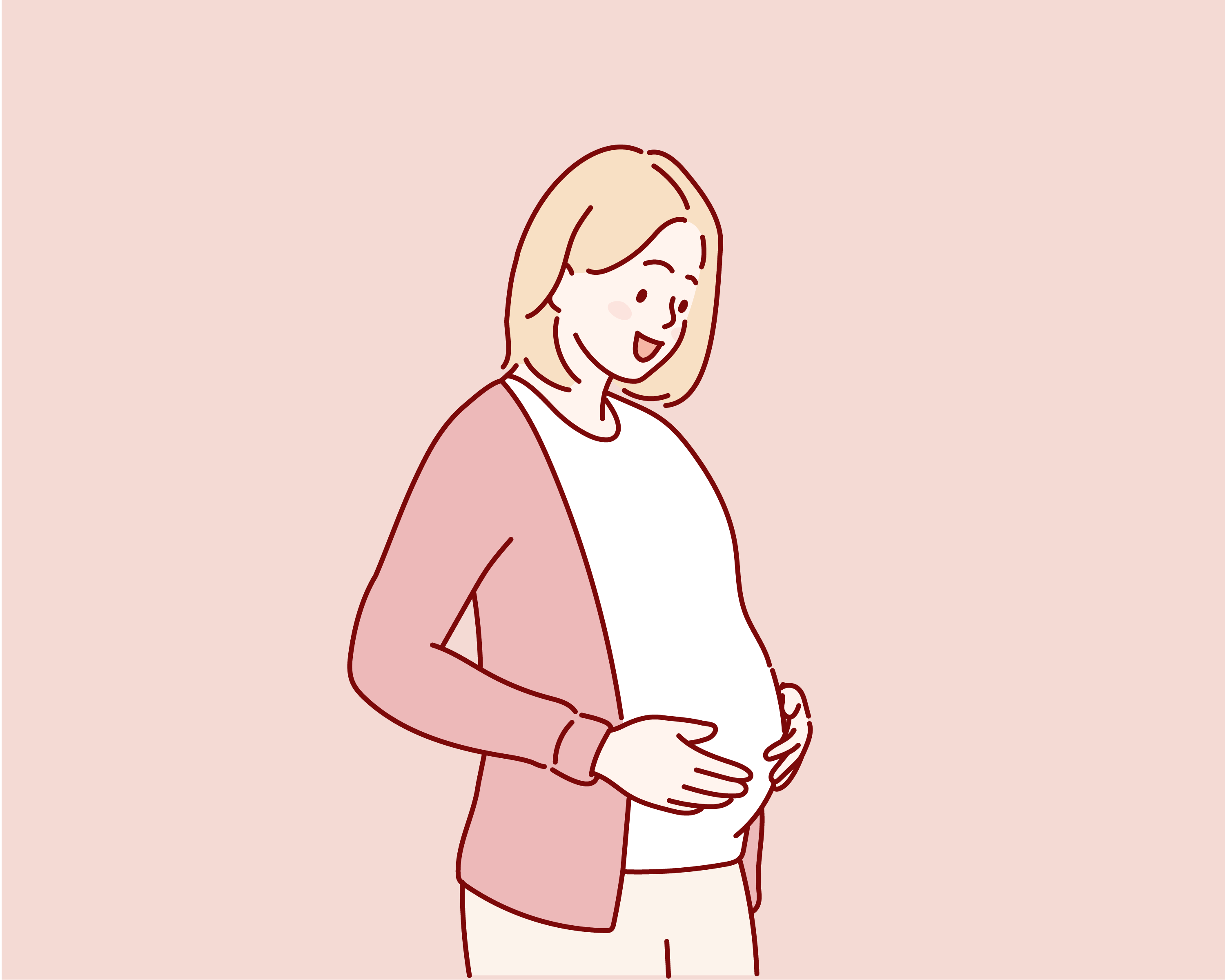 Desenho de mulher grávida com as mãos na barriga